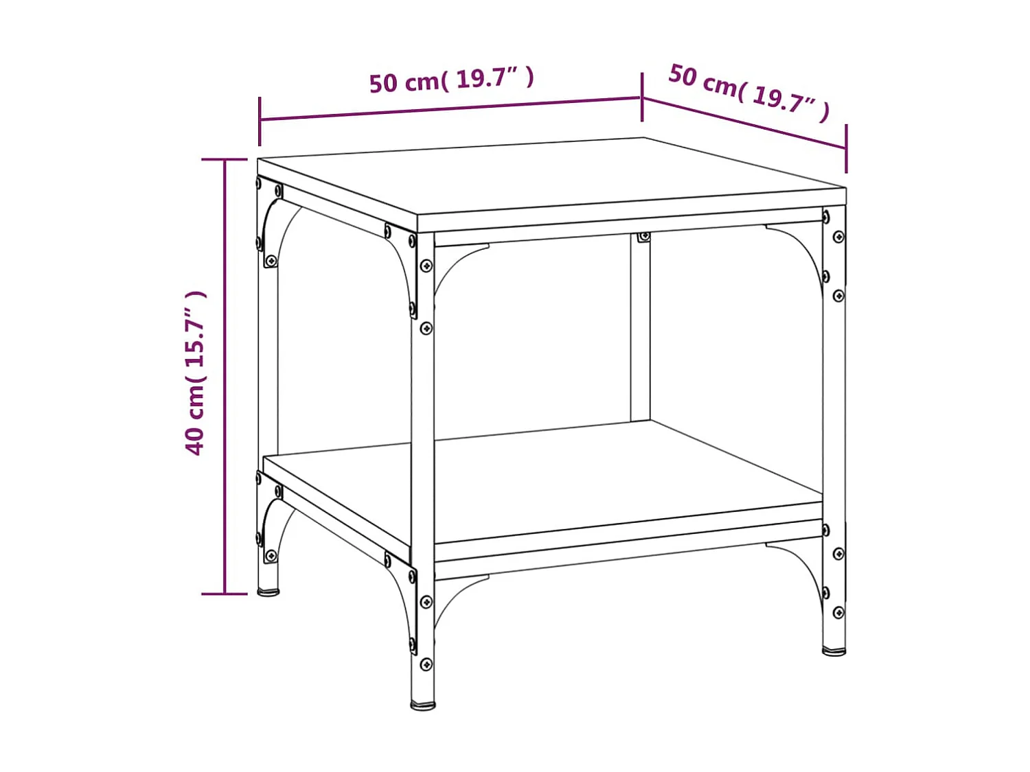 Table basse Noir 50x50x40 cm Bois d'ingénierie