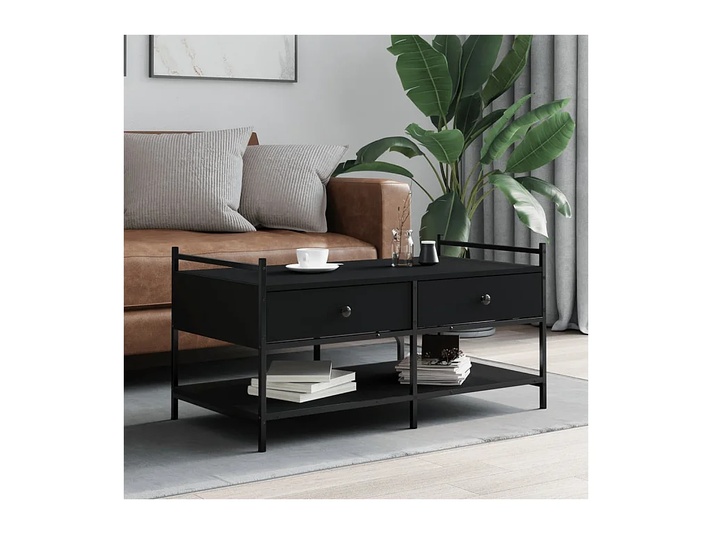 Gold Couchtisch schwarz 99x50x50 cm Holzwerkstoff