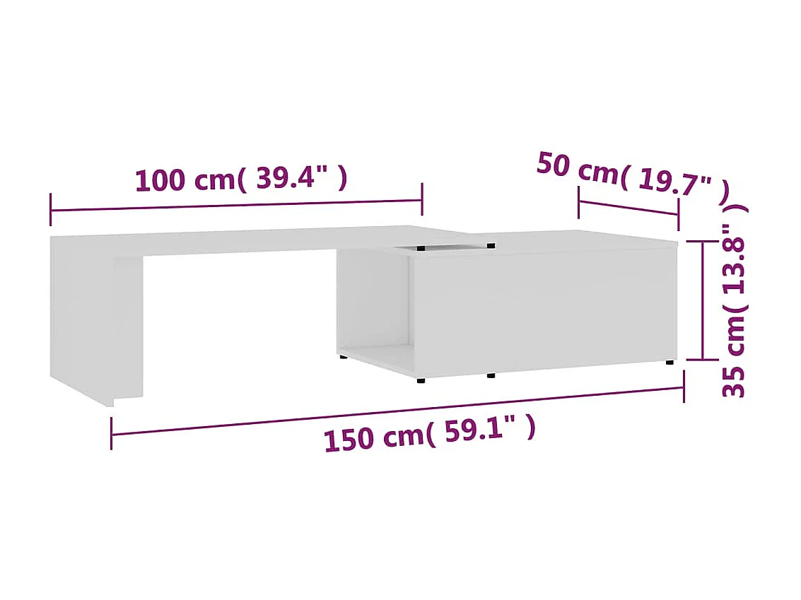 Table basse Blanc 150x50x35 cm Bois d'ingénierie