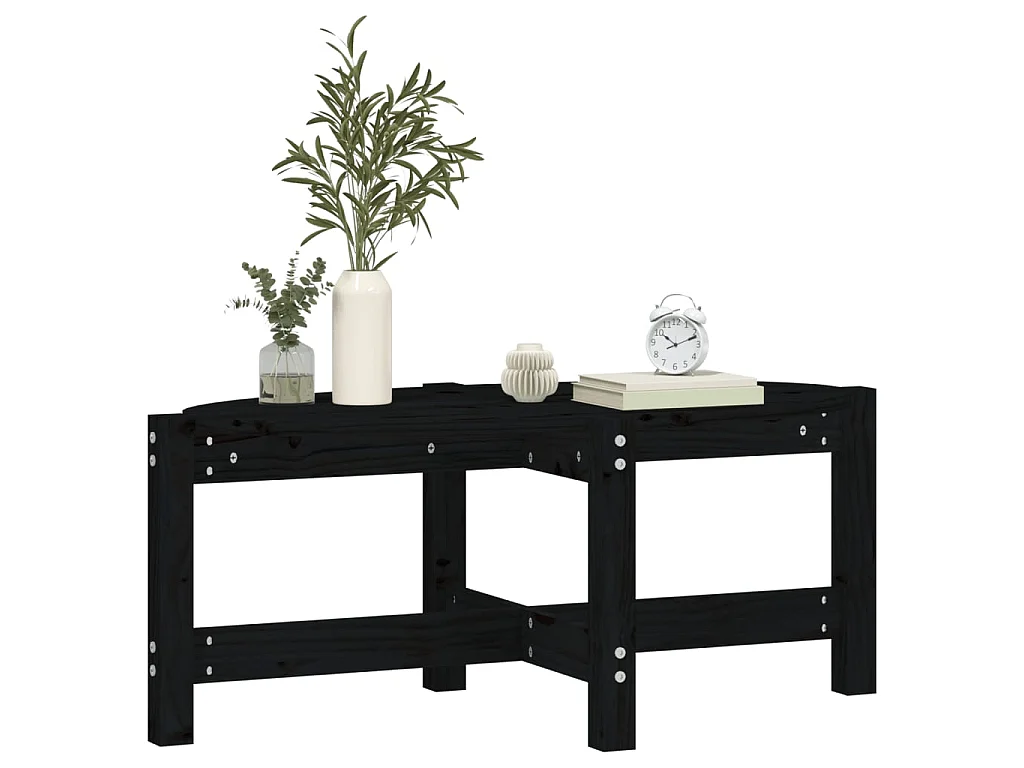 Table basse Noir 87x48x35 cm Bois massif de pin