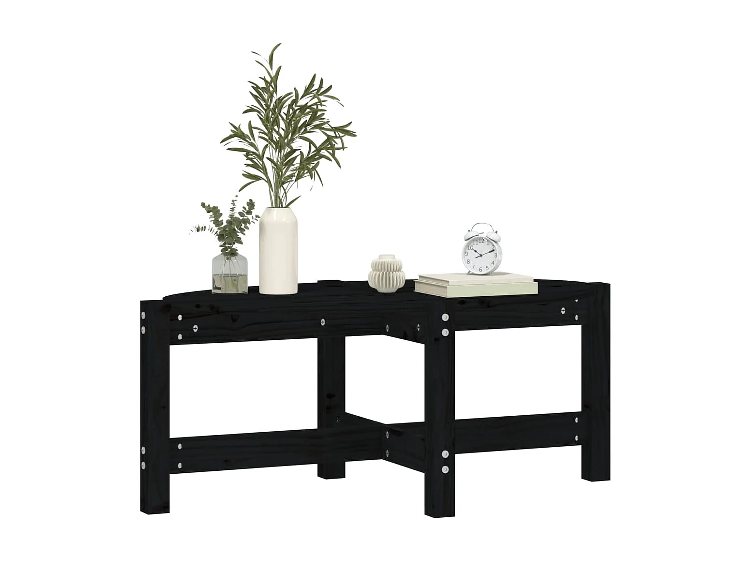 Gold Salontafel Zwart 87x48x35 cm Massief grenenhout