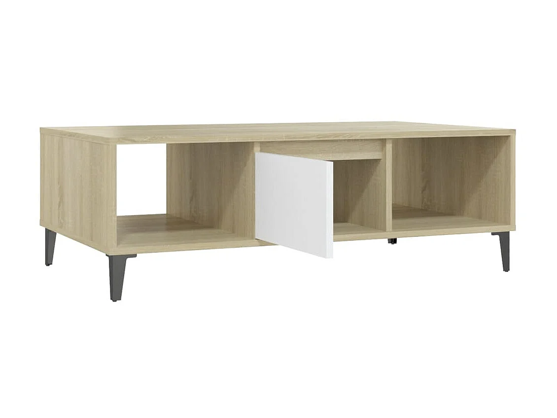 Mesa de centro dourada Branco e carvalho sonoma 103,5x60x35 cm Aglomerado