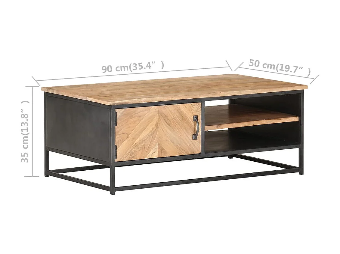 Tavolino Gold 90x50x35 cm Legno massello di acacia