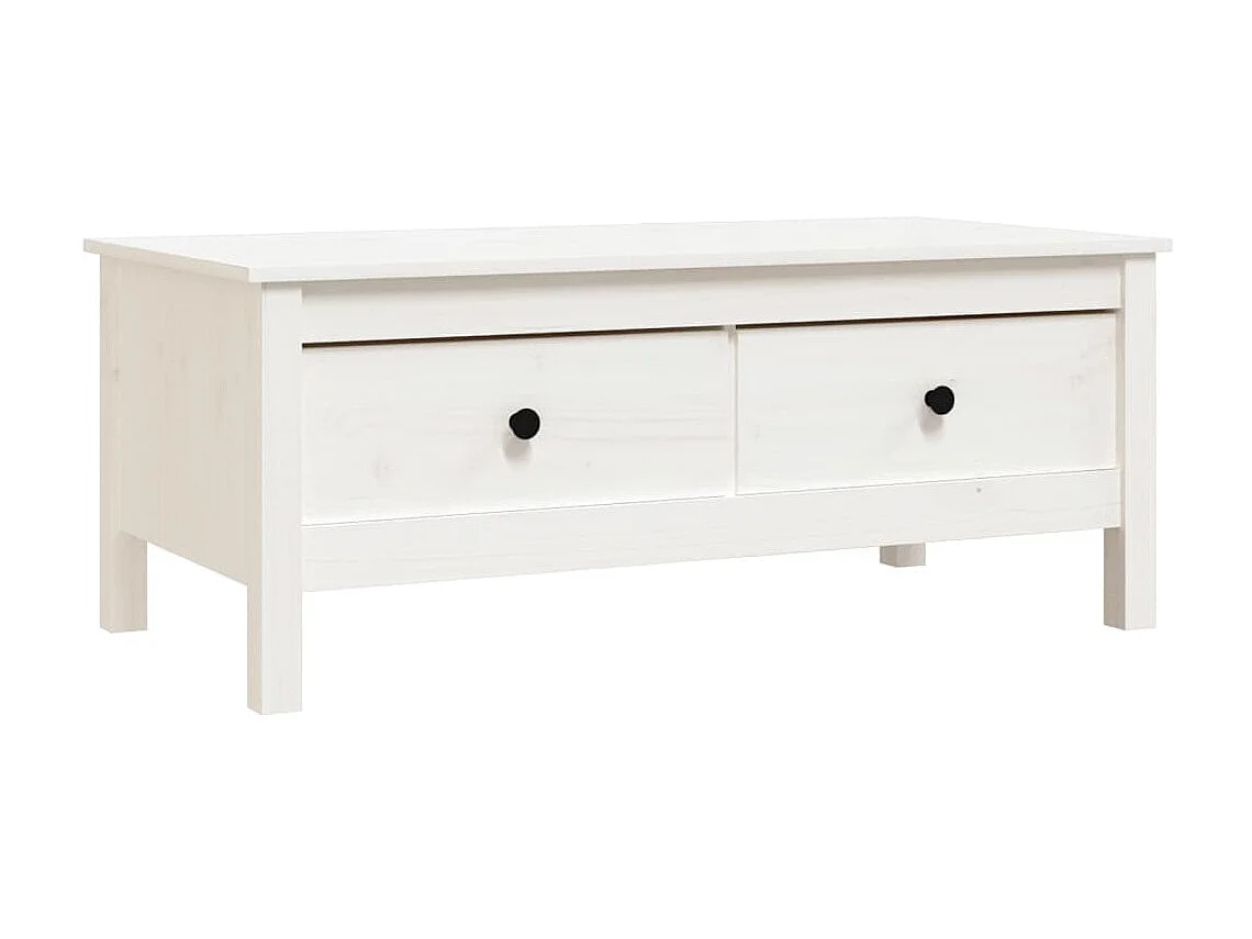 Mesa de centro dourada branca 100x50x40 cm Madeira maciça de pinho