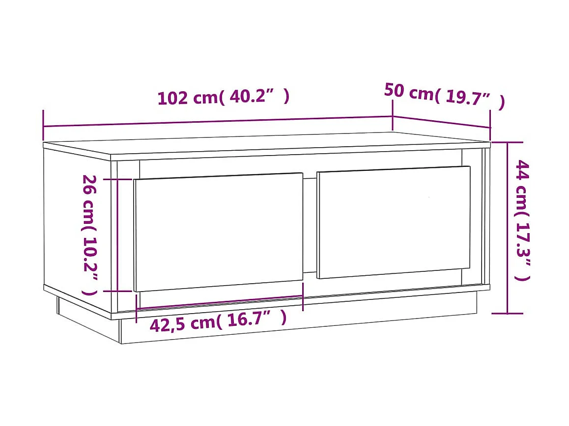Table basse chêne fumé 102x50x44 cm bois d'ingénierie
