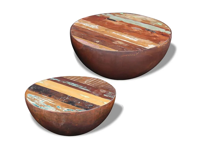 Ensemble de 2 tables basses Bois de récupération massif