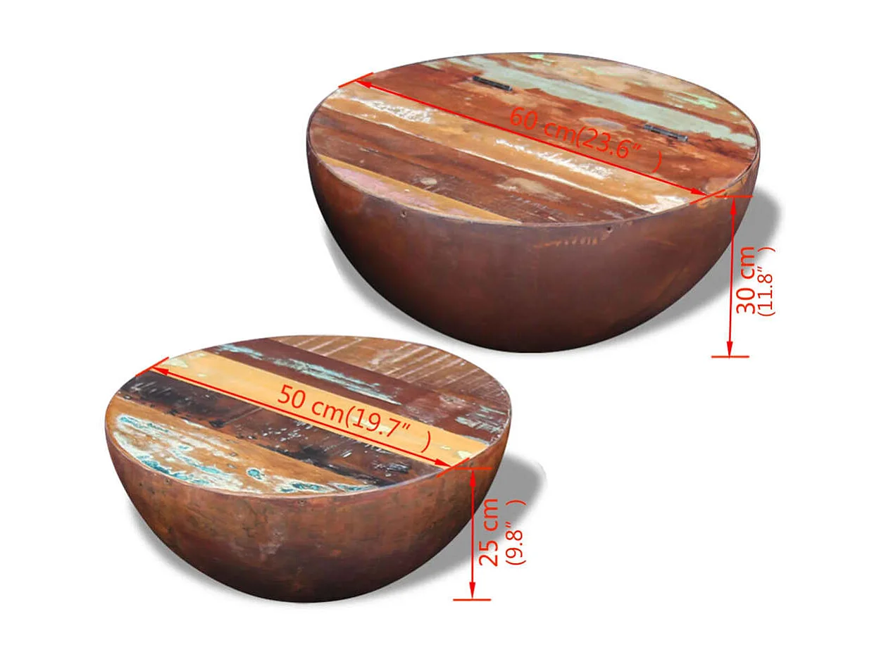 Ensemble de 2 tables basses Bois de récupération massif