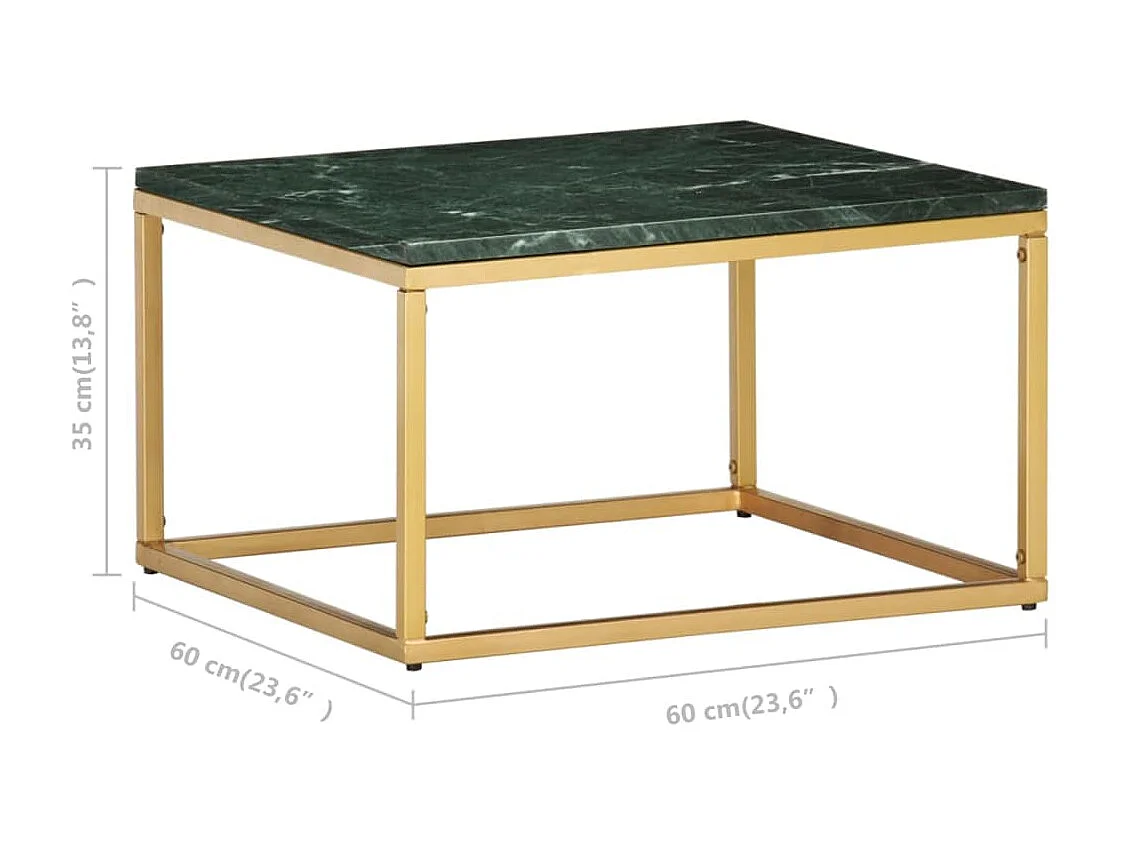 Table basse Vert 60x60x35 cm Pierre véritable et texture marbre