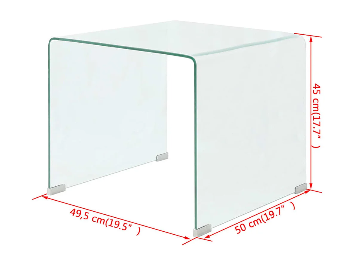 Table basse 49,5 x 50 x 45 cm Verre trempé Transparent
