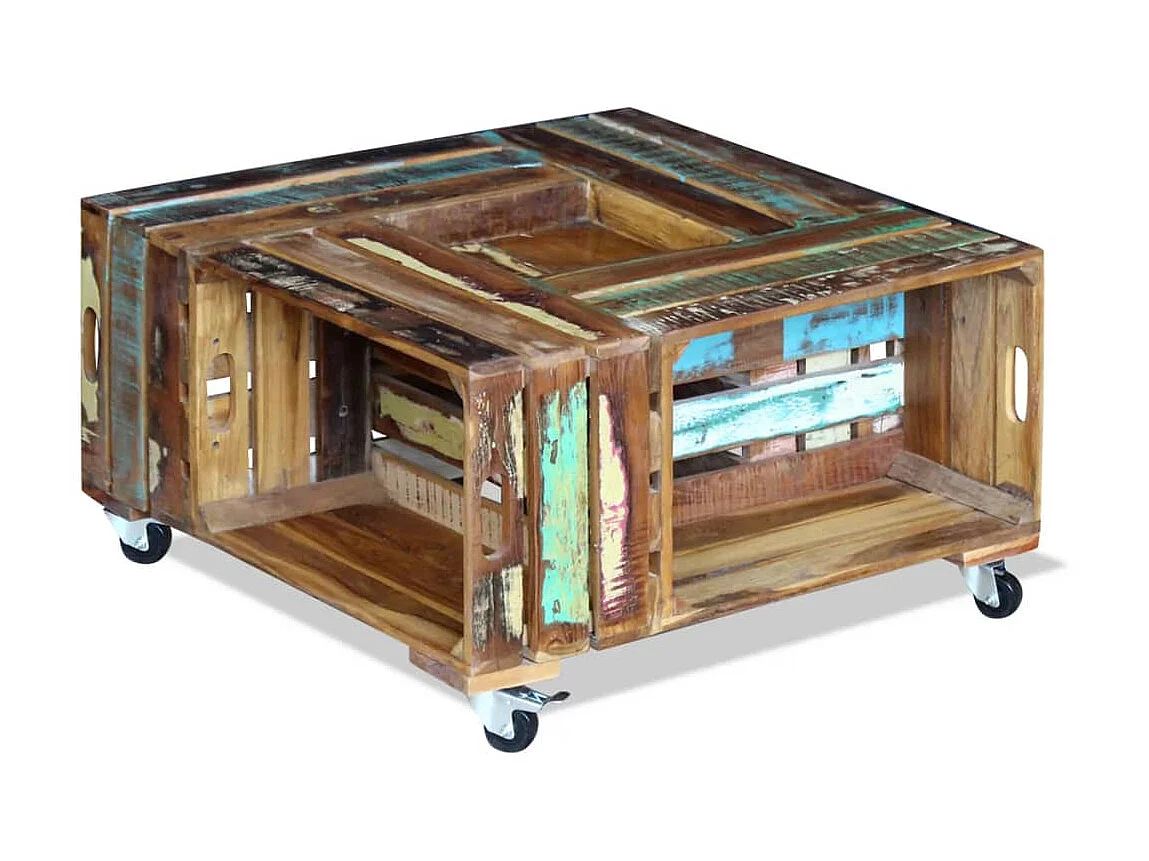 Table basse Bois de récupération massif 70 x 70 x 35 cm