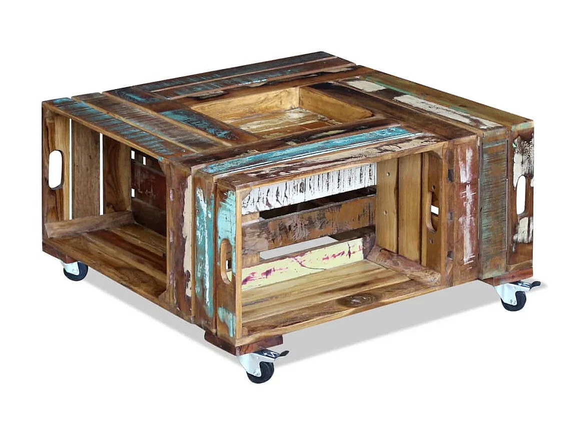 Table basse Bois de récupération massif 70 x 70 x 35 cm