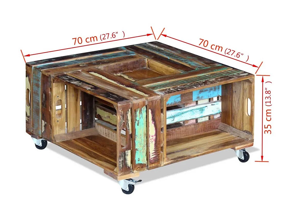 Table basse Bois de récupération massif 70 x 70 x 35 cm