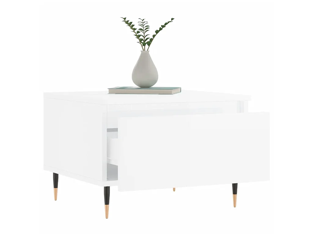 Table basse blanc brillant 50x46x35 cm bois d'ingénierie