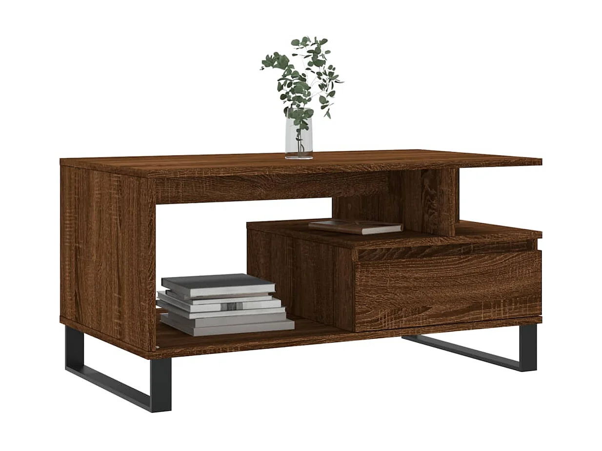 Table basse Chêne marron 90x49x45 cm Bois d'ingénierie