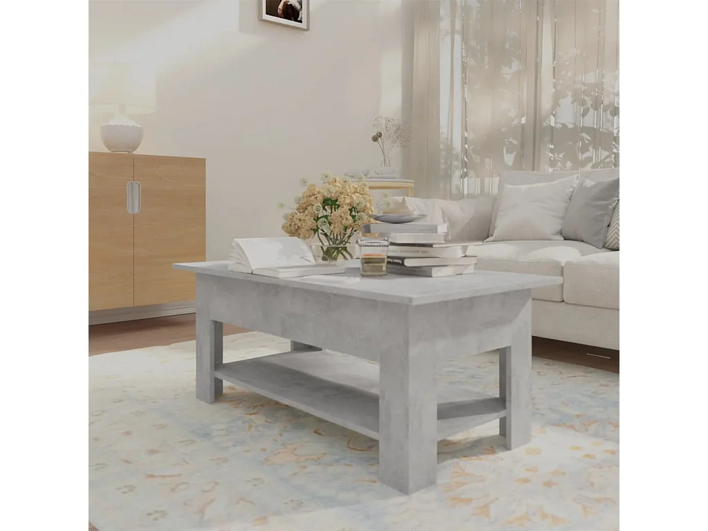 Table basse Gris béton 102x55x42 cm Aggloméré