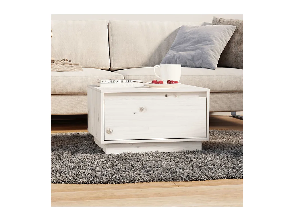 Tavolino Gold Bianco 55x56x32 cm Legno di pino massiccio