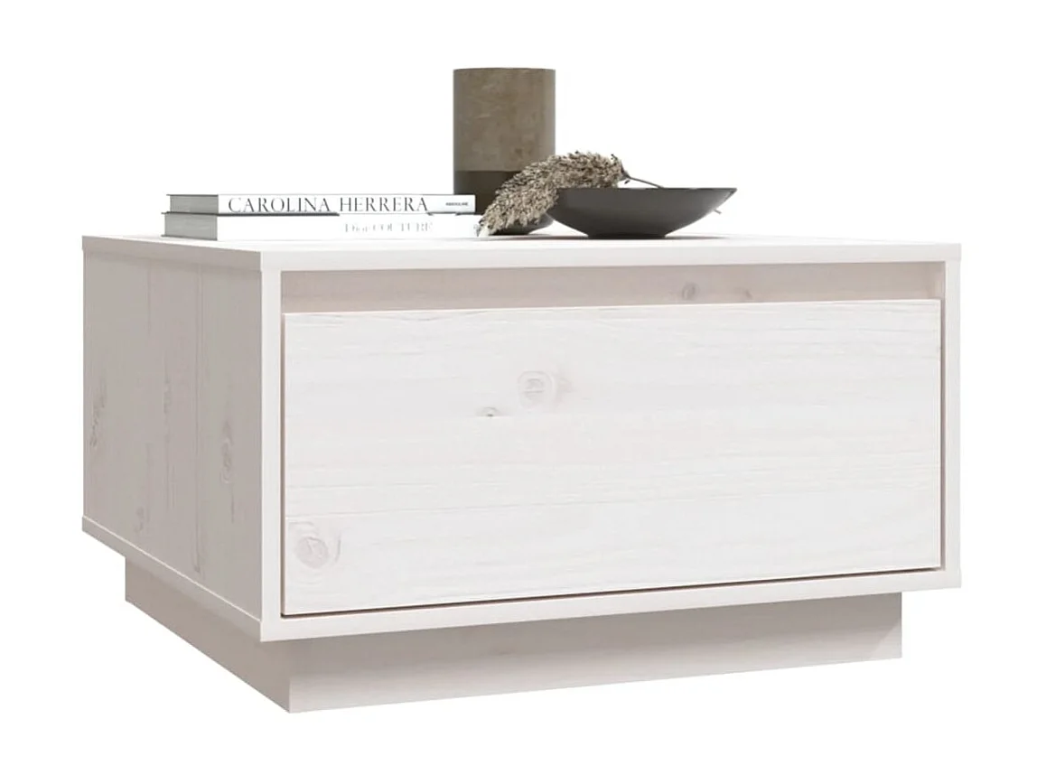 Table basse Blanc 55x56x32 cm Bois massif de pin