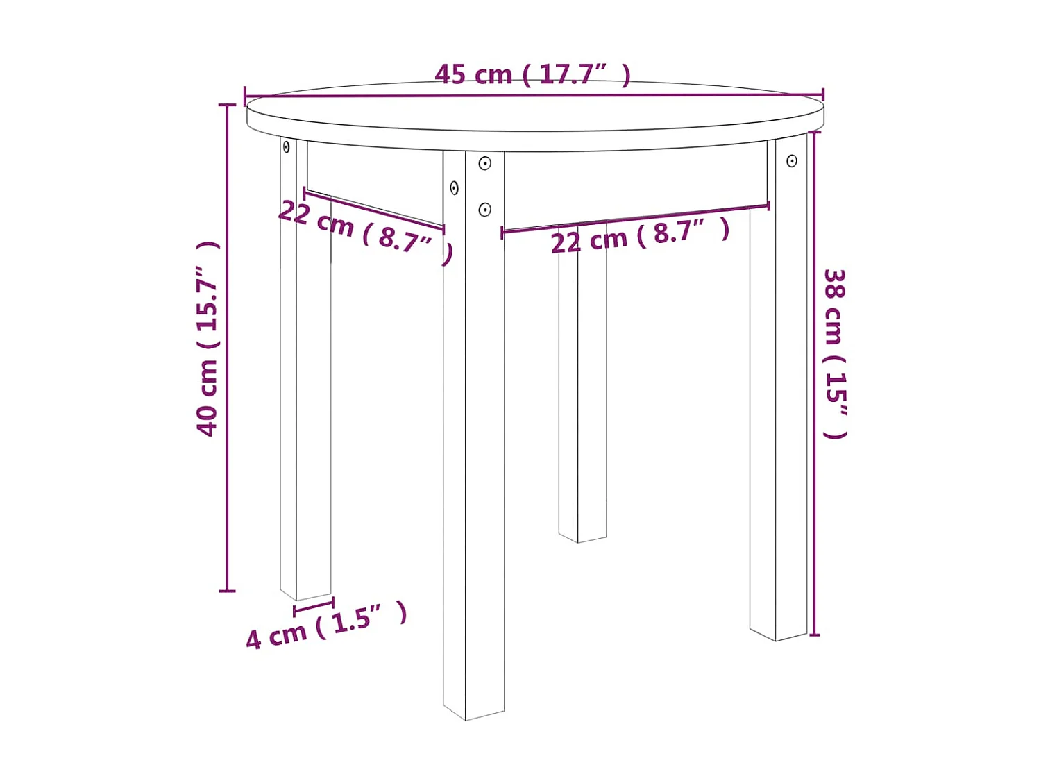 Mesa de centro dourada Cinza Ø 45x40 cm Madeira maciça de pinho