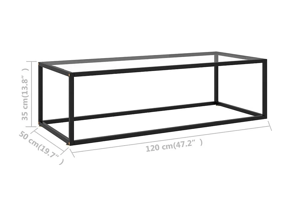 Table basse Noir avec verre trempé 120x50x35 cm