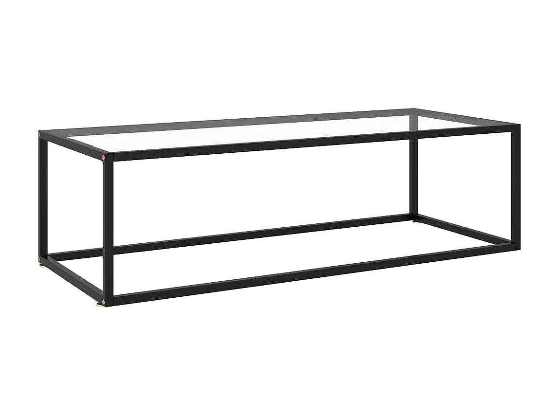 Mesa de centro dourada preta com vidro temperado 120x50x35 cm