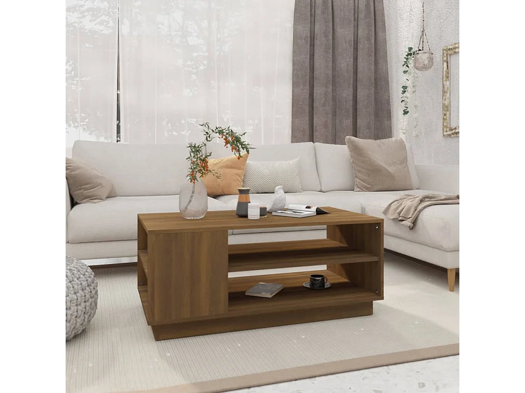 Table basse Chêne marron 102x55x43 cm Aggloméré