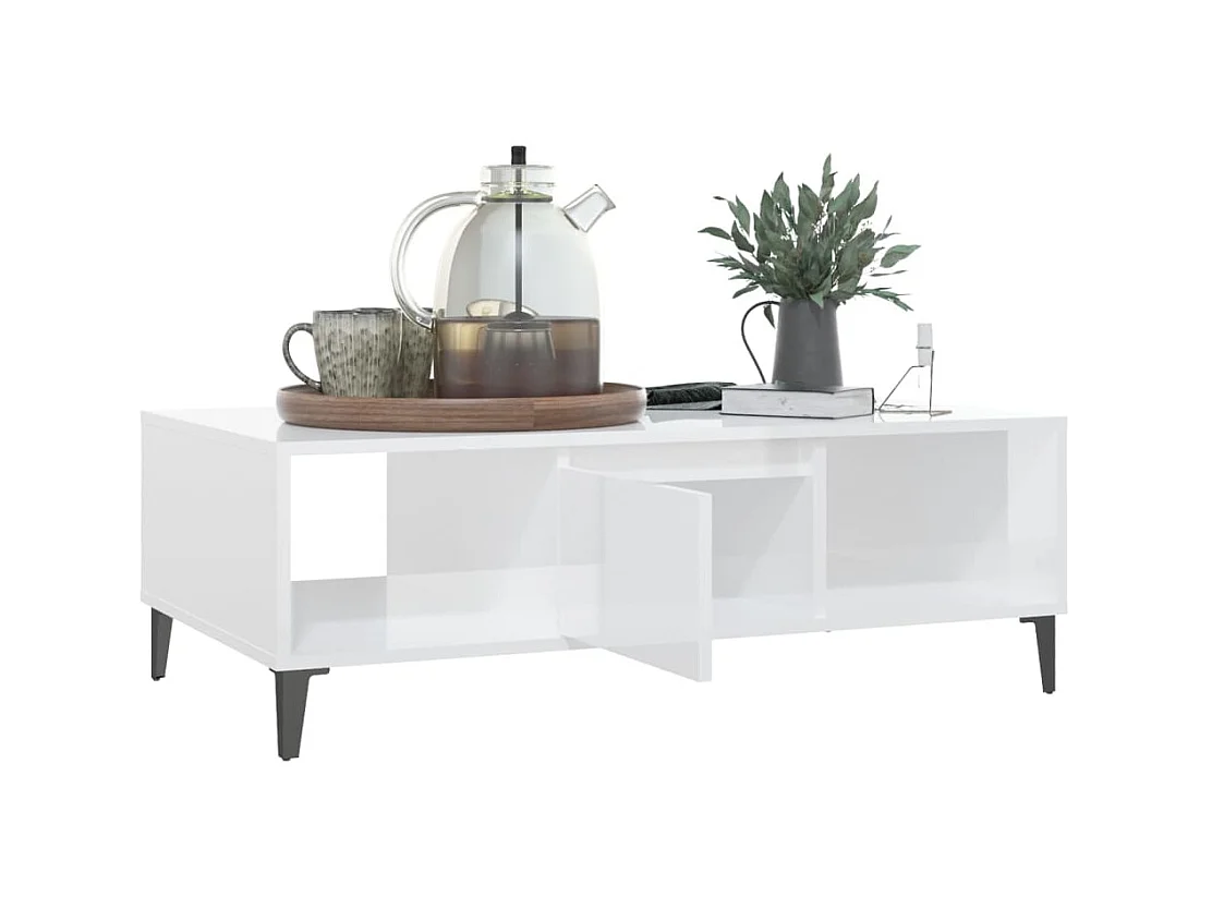 Gold Salontafel Glanzend wit 103,5x60x35 cm Spaanplaat