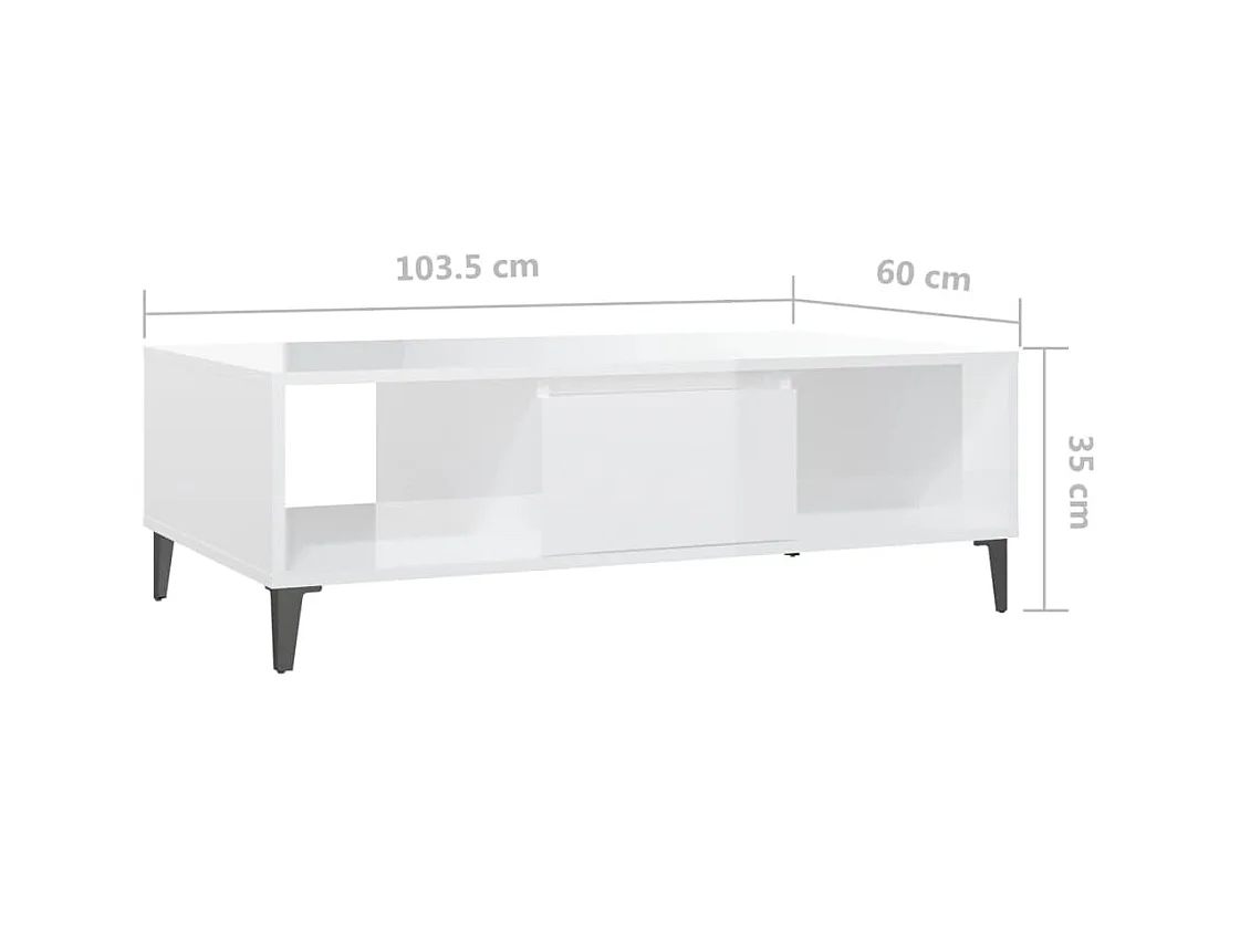 Gold Salontafel Glanzend wit 103,5x60x35 cm Spaanplaat
