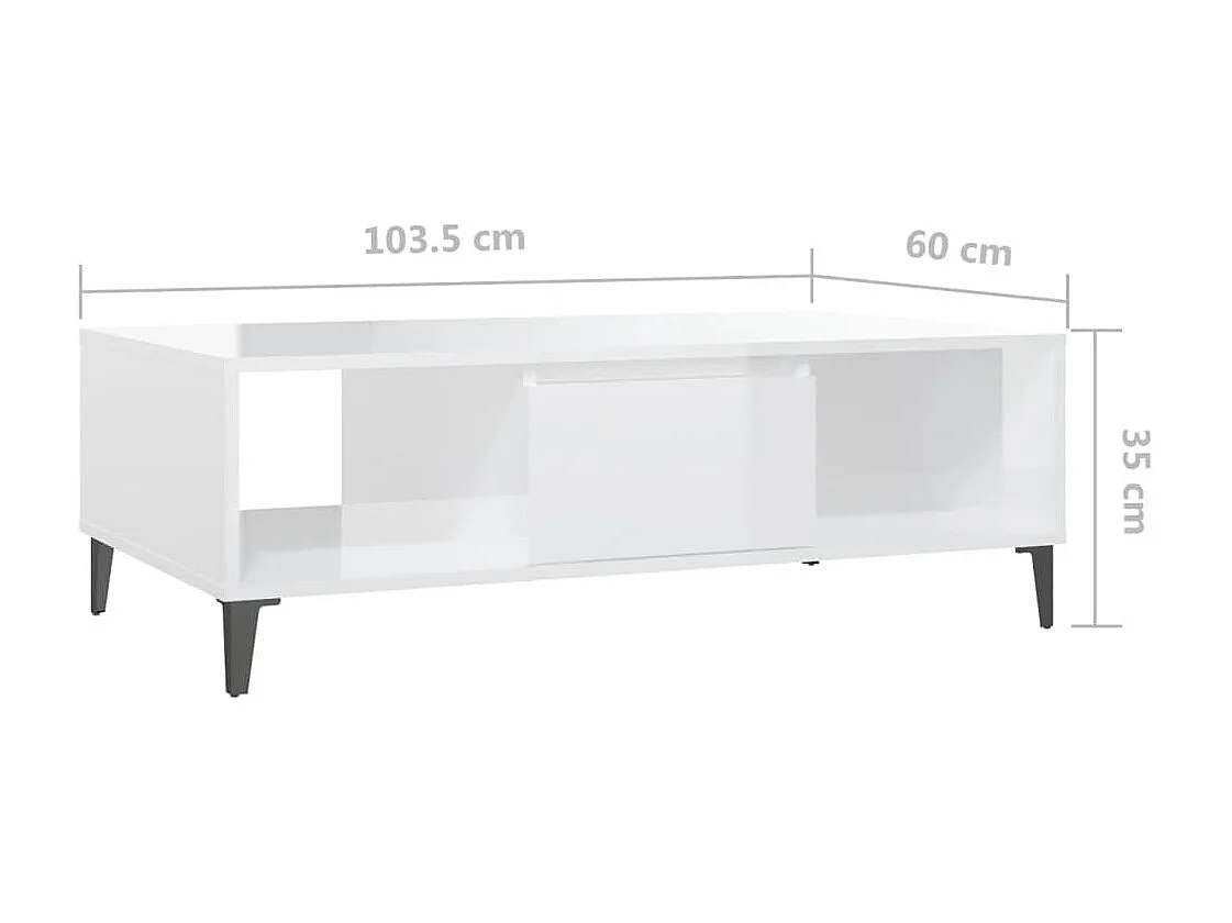 Tavolino Gold Bianco lucido 103,5x60x35 cm Truciolare