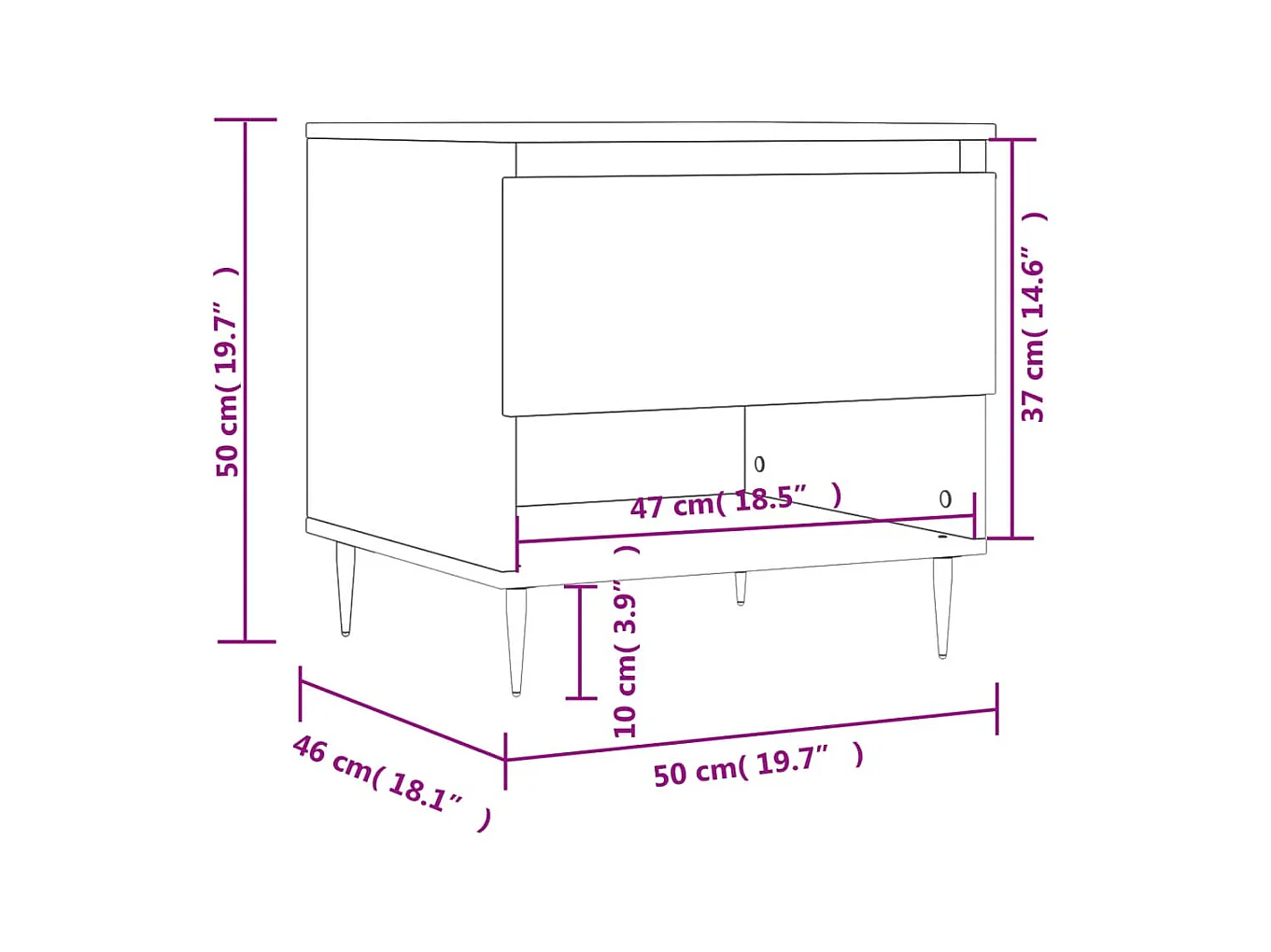Gold Salontafels 2 stuks glanzend wit 50x46x50cm parket