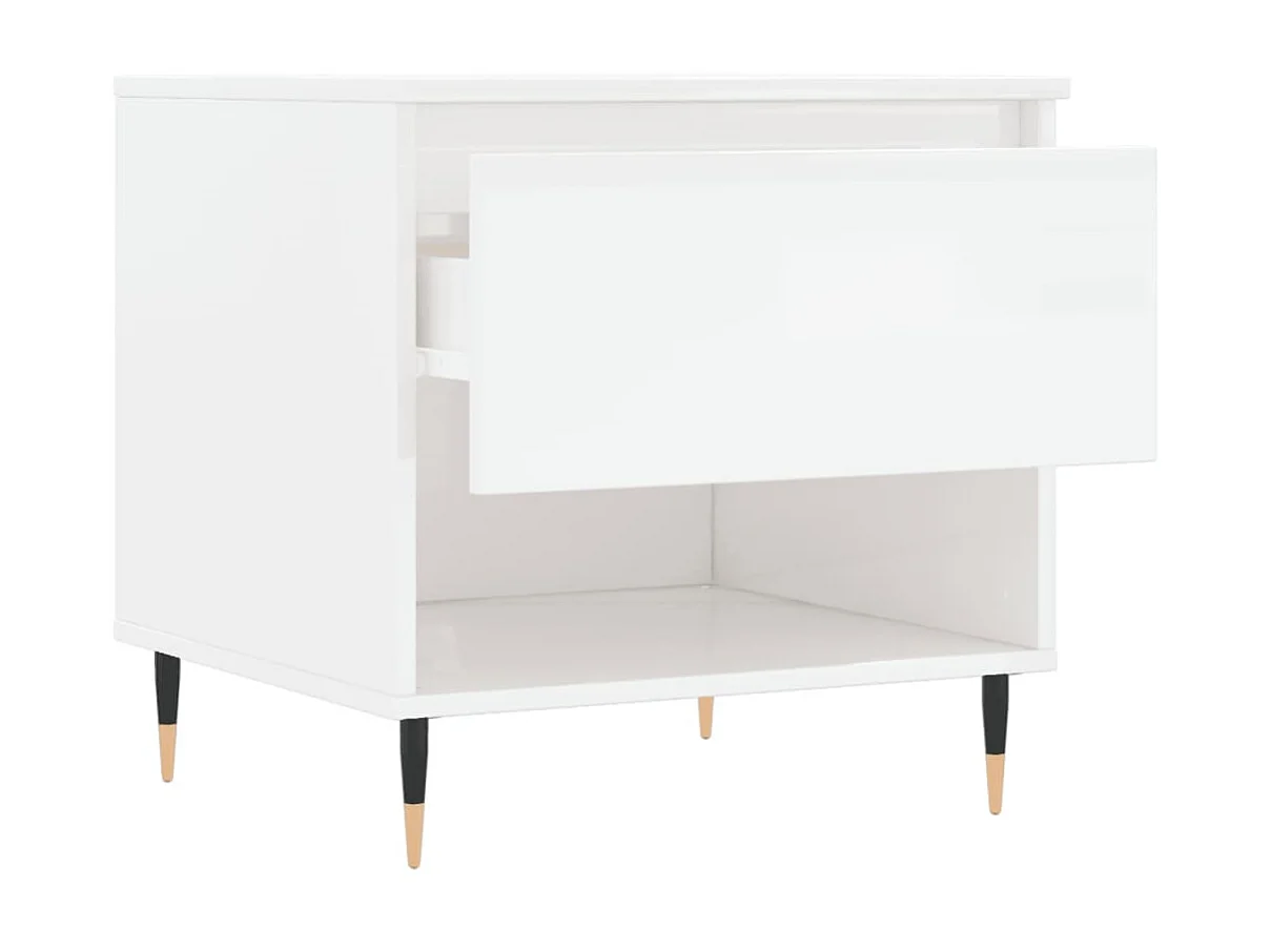Tavolini Gold 2 pezzi in MDF bianco lucido 50x46x50 cm