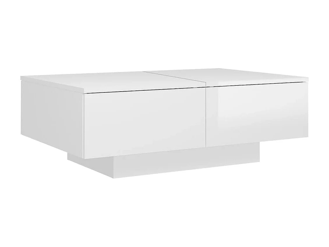 Table basse Blanc brillant 90x60x31 cm Aggloméré