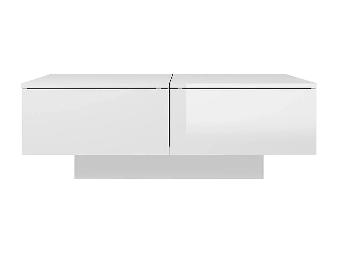 Table basse Blanc brillant 90x60x31 cm Aggloméré