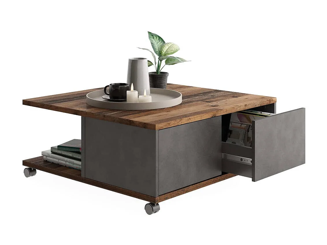 FMD Mesa de centro móvel estilo antigo