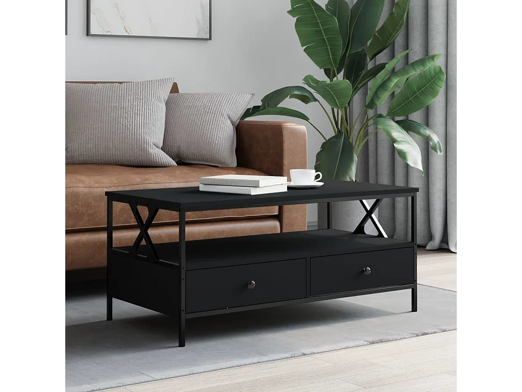 Gold Couchtisch schwarz 100x51x45 cm Holzwerkstoff