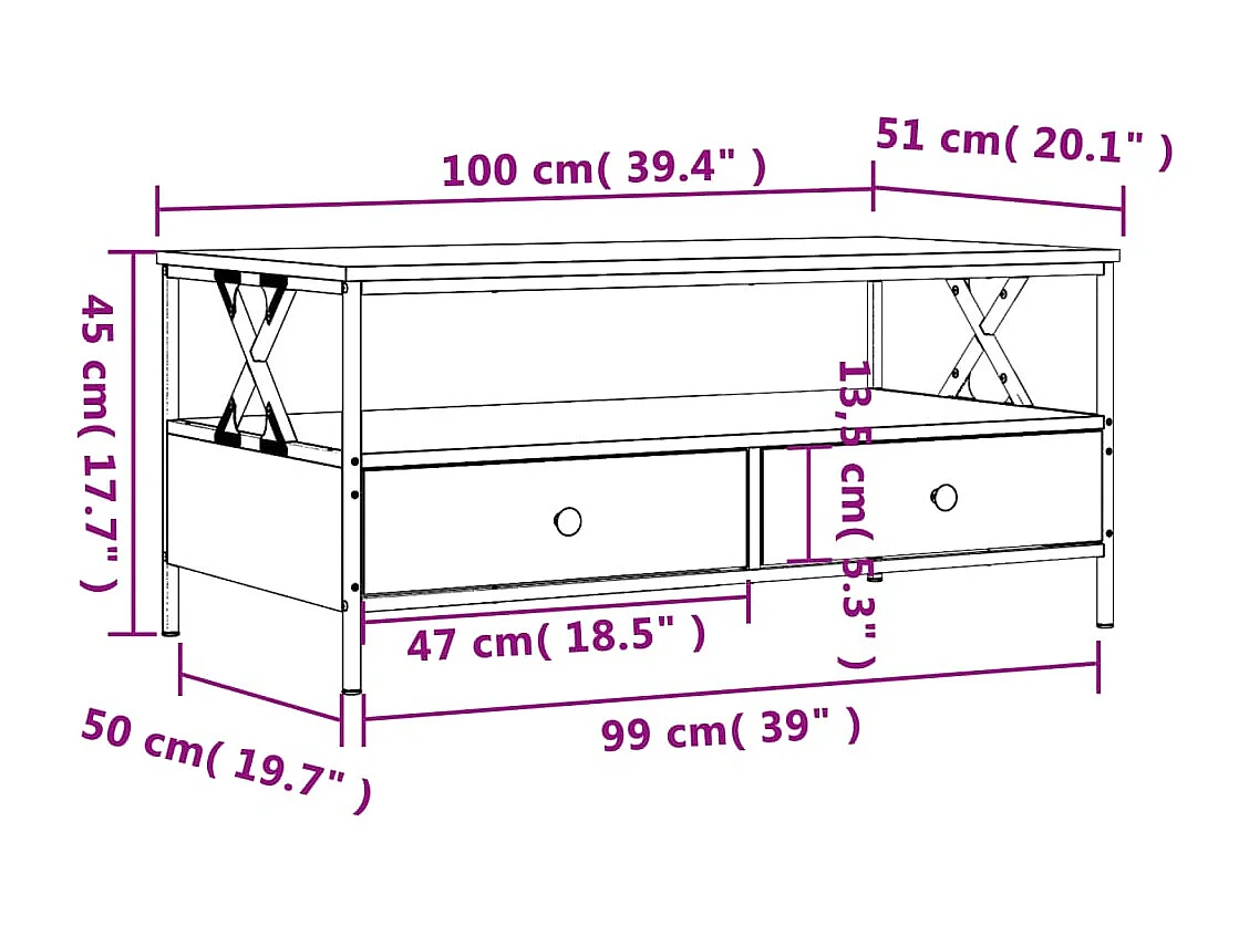Gold Couchtisch schwarz 100x51x45 cm Holzwerkstoff