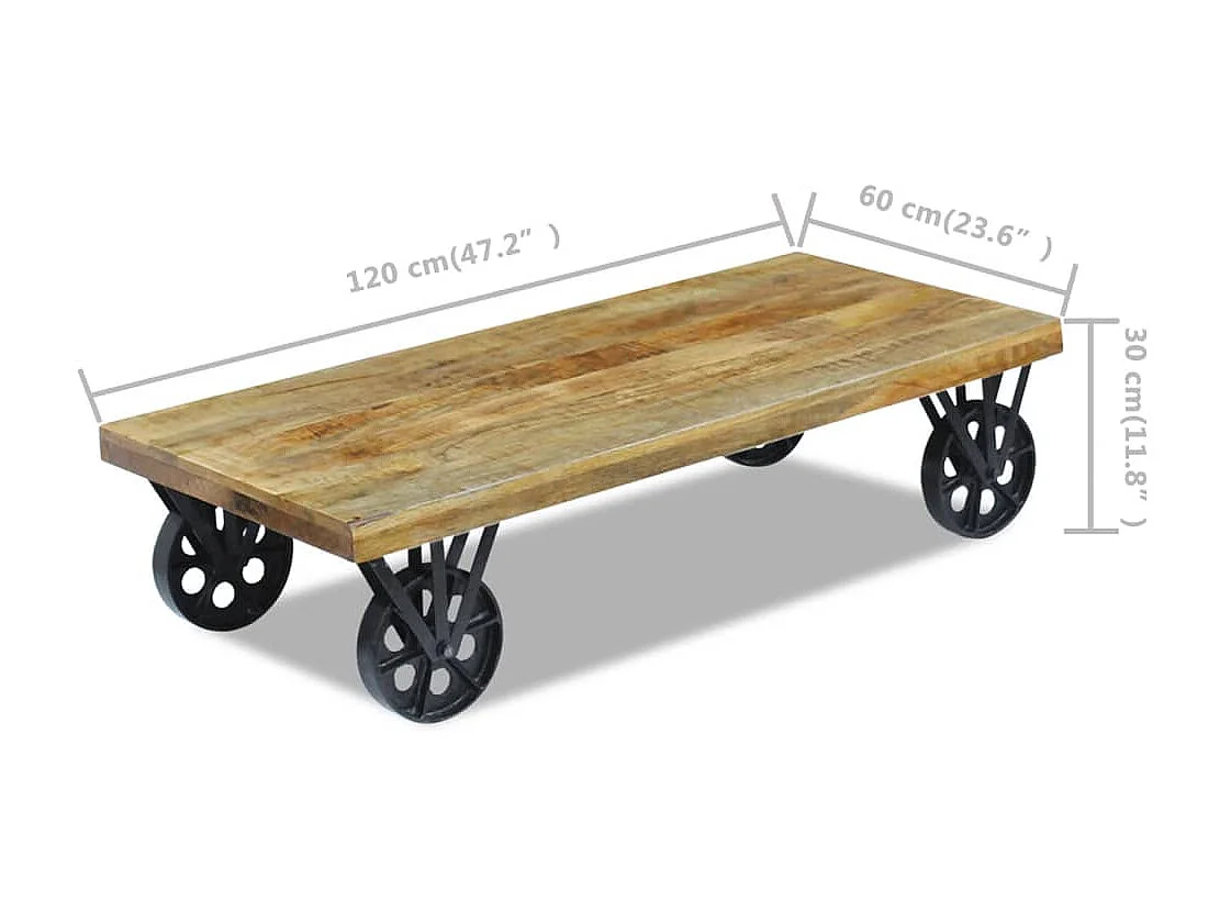 Table basse en bois de manguier 120 x 60 x 30 cm