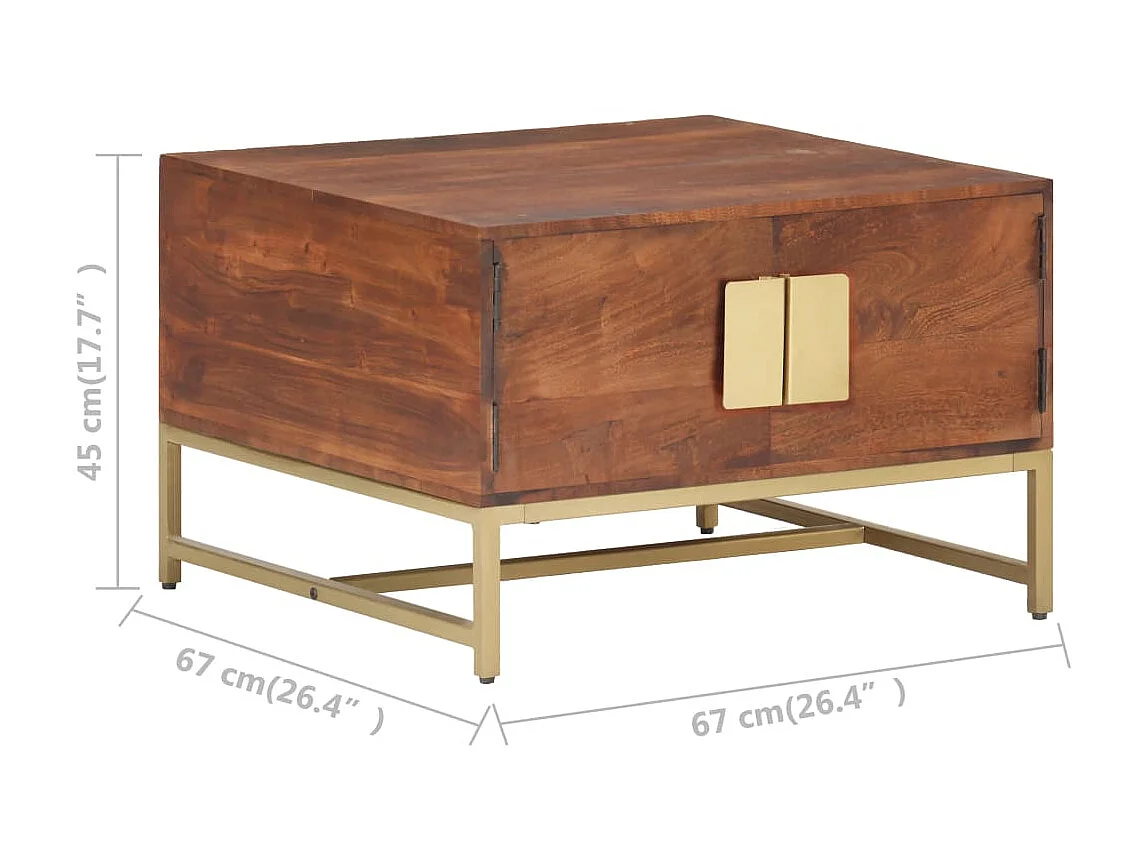 Table basse Marron miel 67x67x45 cm Bois solide d'acacia