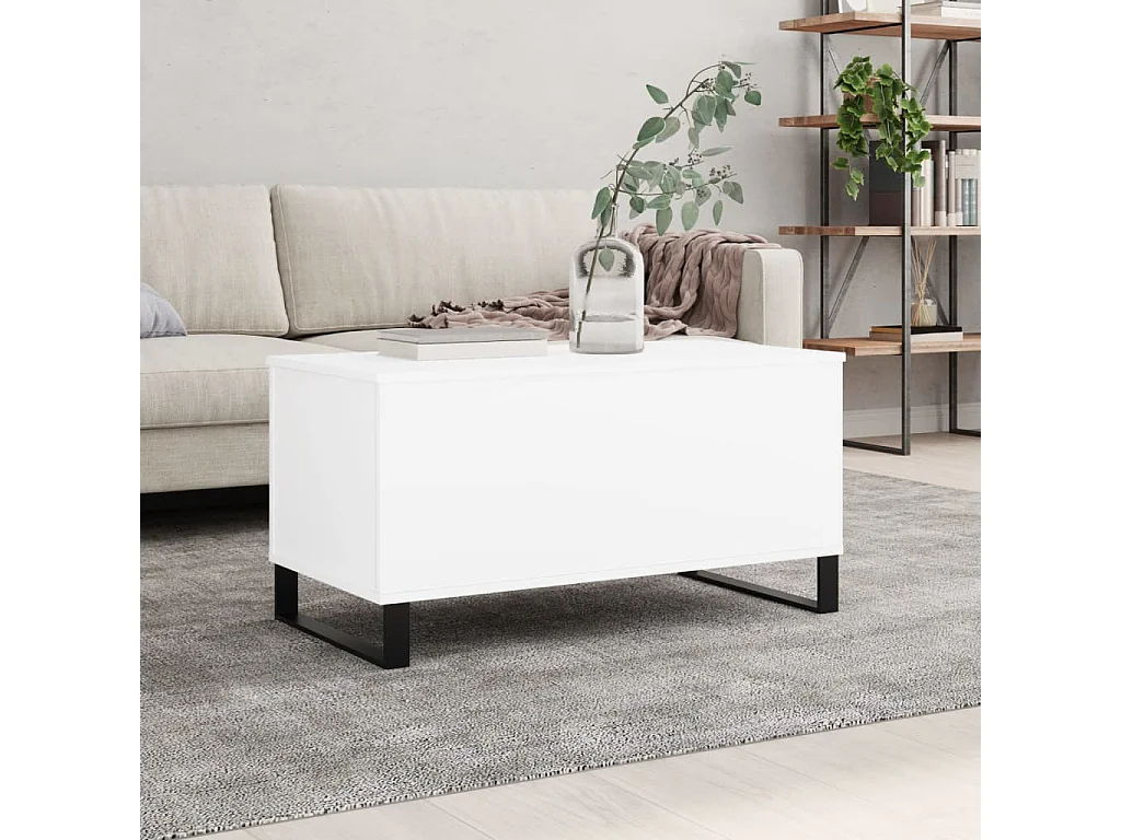 Table basse Blanc 90x44,5x45 cm Bois d'ingénierie