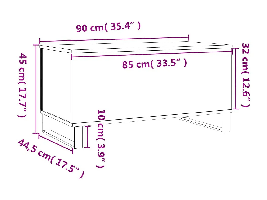 Table basse Blanc 90x44,5x45 cm Bois d'ingénierie
