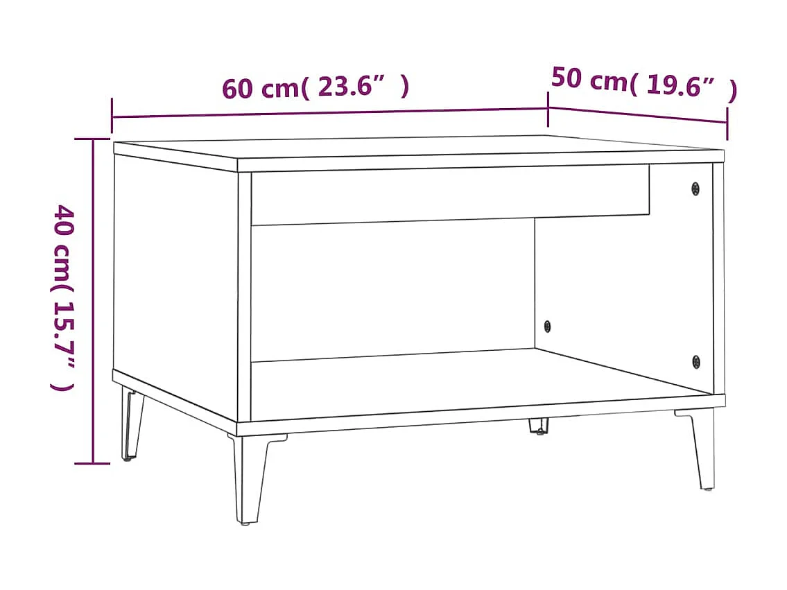 Gold Salontafel Gerookt eiken 60x50x40 cm Bewerkt hout