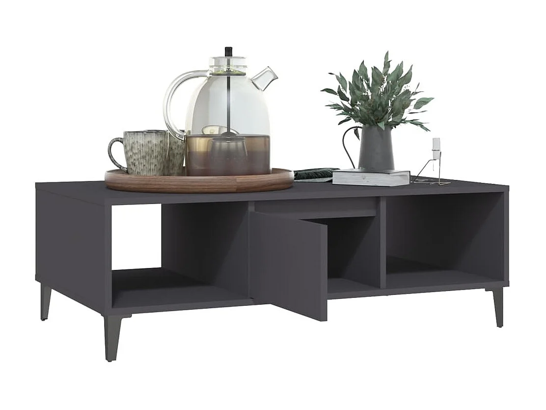 Mesa de centro dourada cinza 103,5x60x35 cm aglomerado