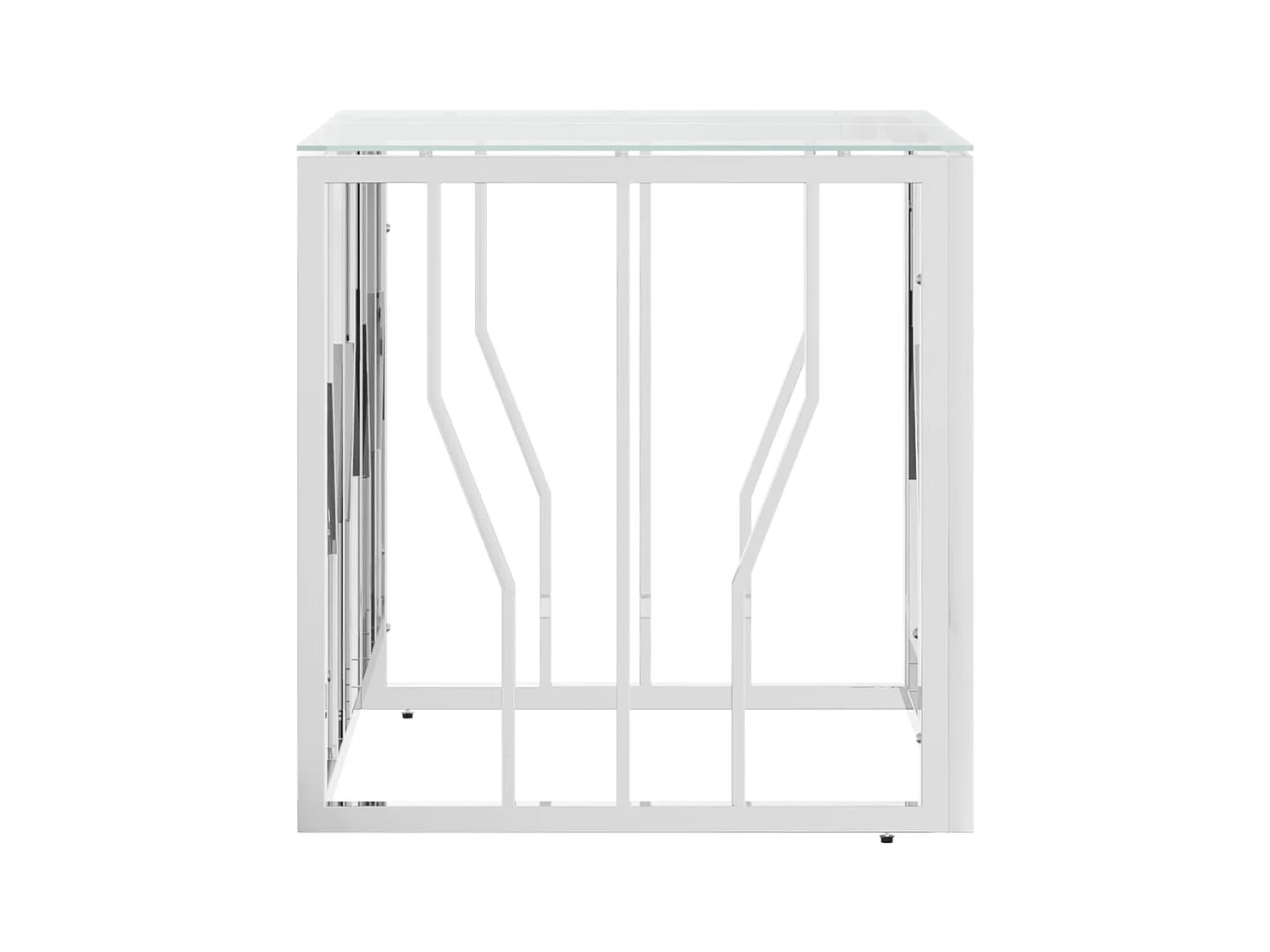 Table basse argenté 50x50x50 cm acier inoxydable et verre