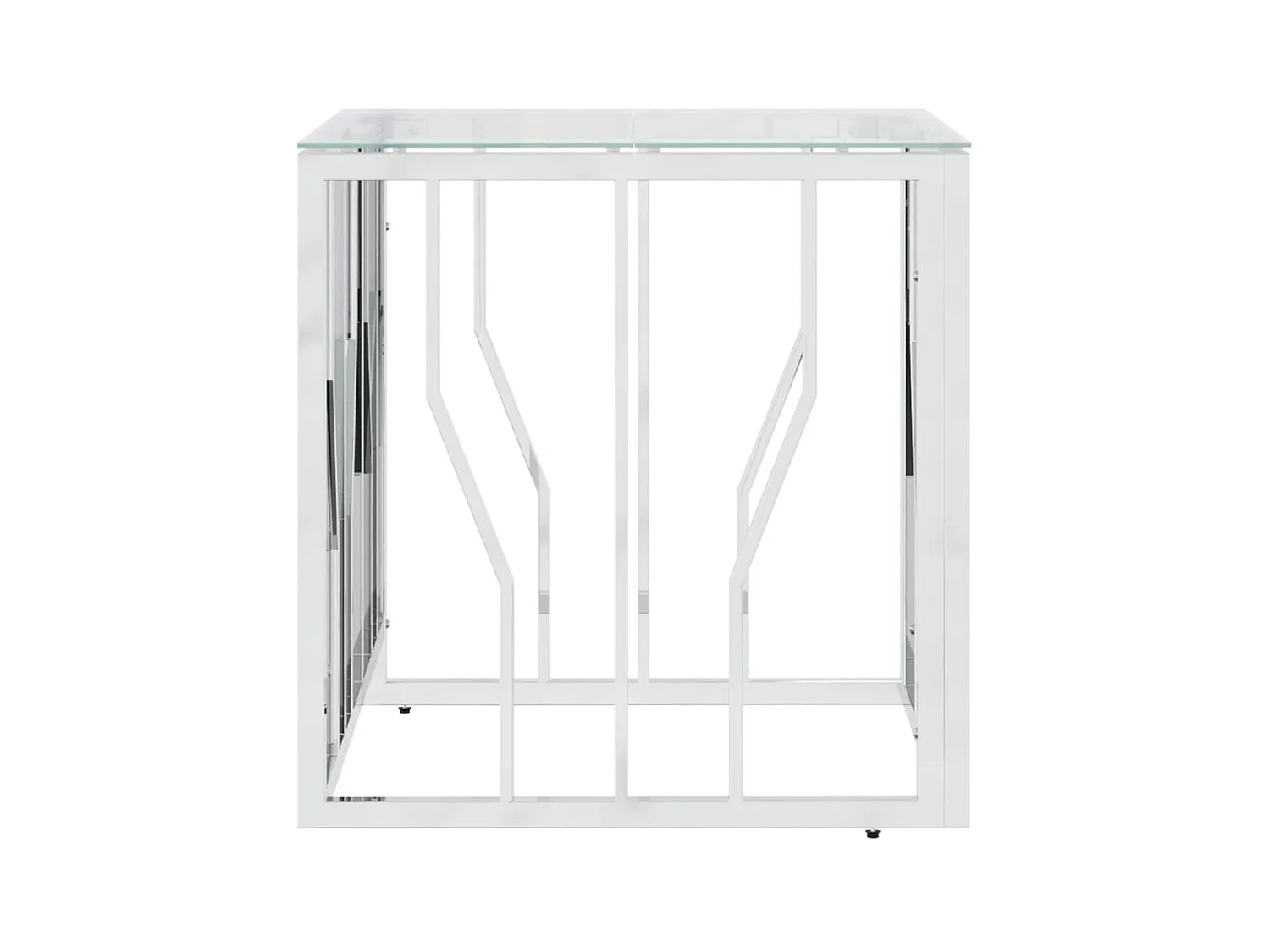 Table basse argenté 50x50x50 cm acier inoxydable et verre