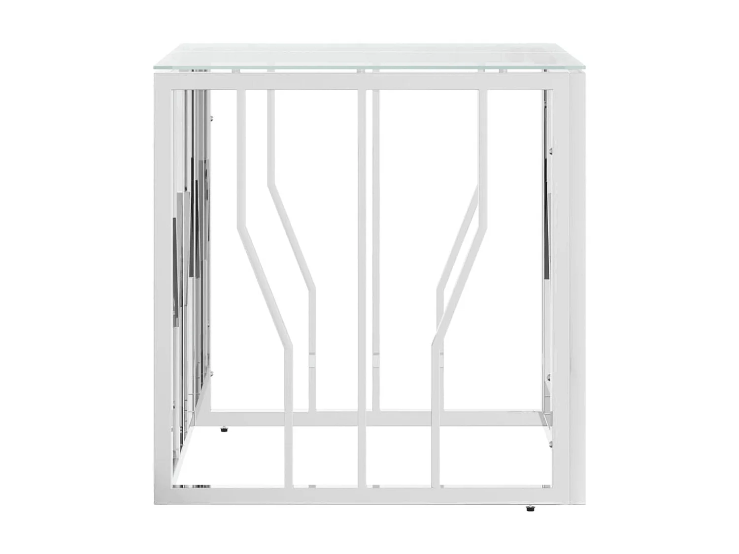 Gold-Silber-Couchtisch 50x50x50 cm aus Edelstahl und Glas