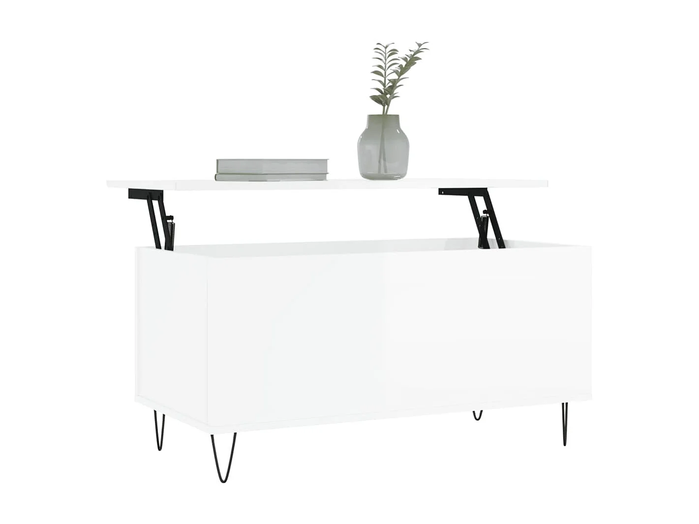 Mesa de centro dourada branco brilhante 90x44,5x45 cm Madeira trabalhada