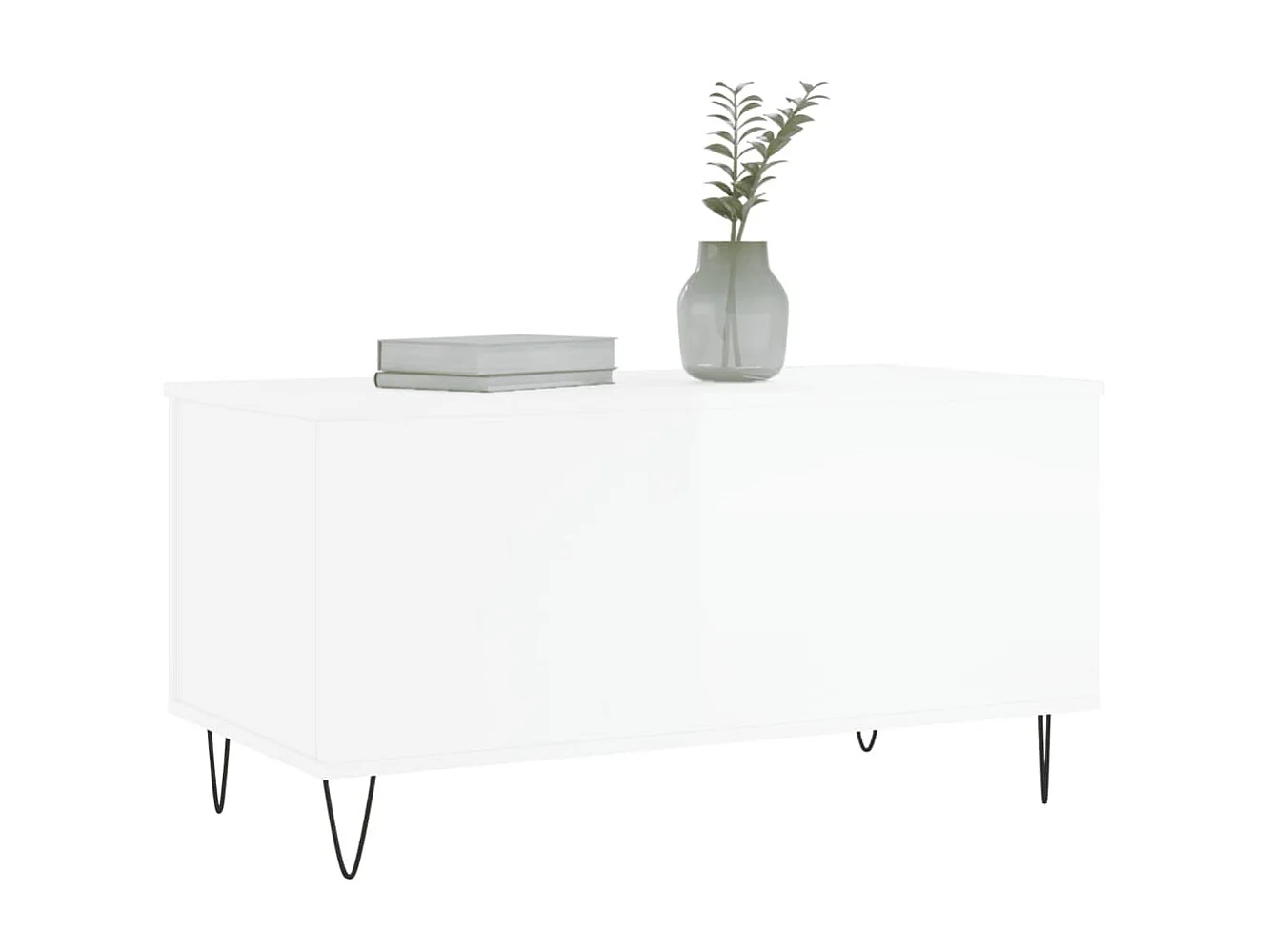 Mesa de centro dourada branco brilhante 90x44,5x45 cm Madeira trabalhada