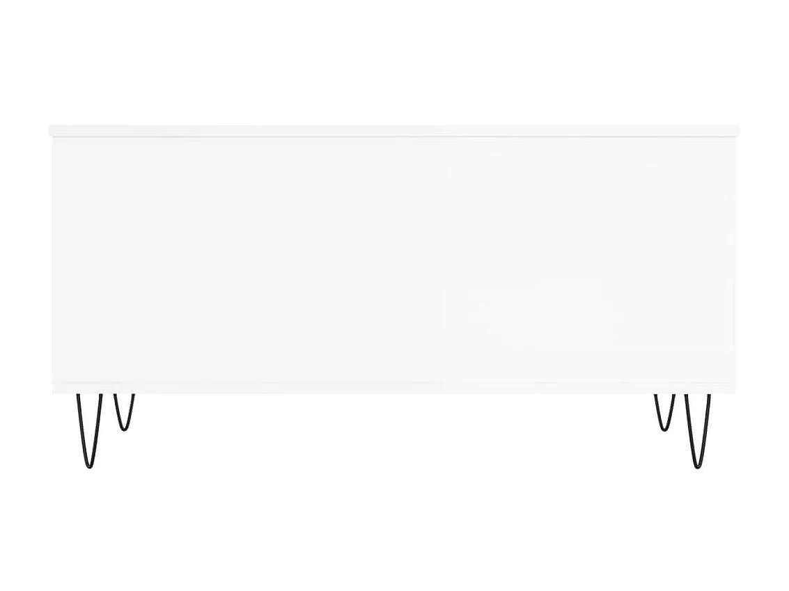 Mesa de centro dourada branco brilhante 90x44,5x45 cm Madeira trabalhada