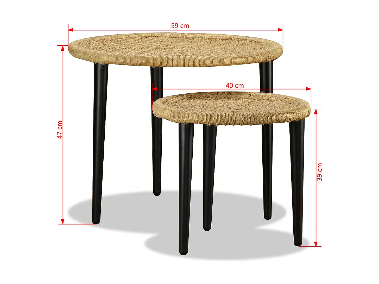 Mesa de centro dourada 2 peças juta natural