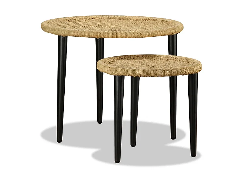 Mesa de centro Gold 2 piezas yute natural