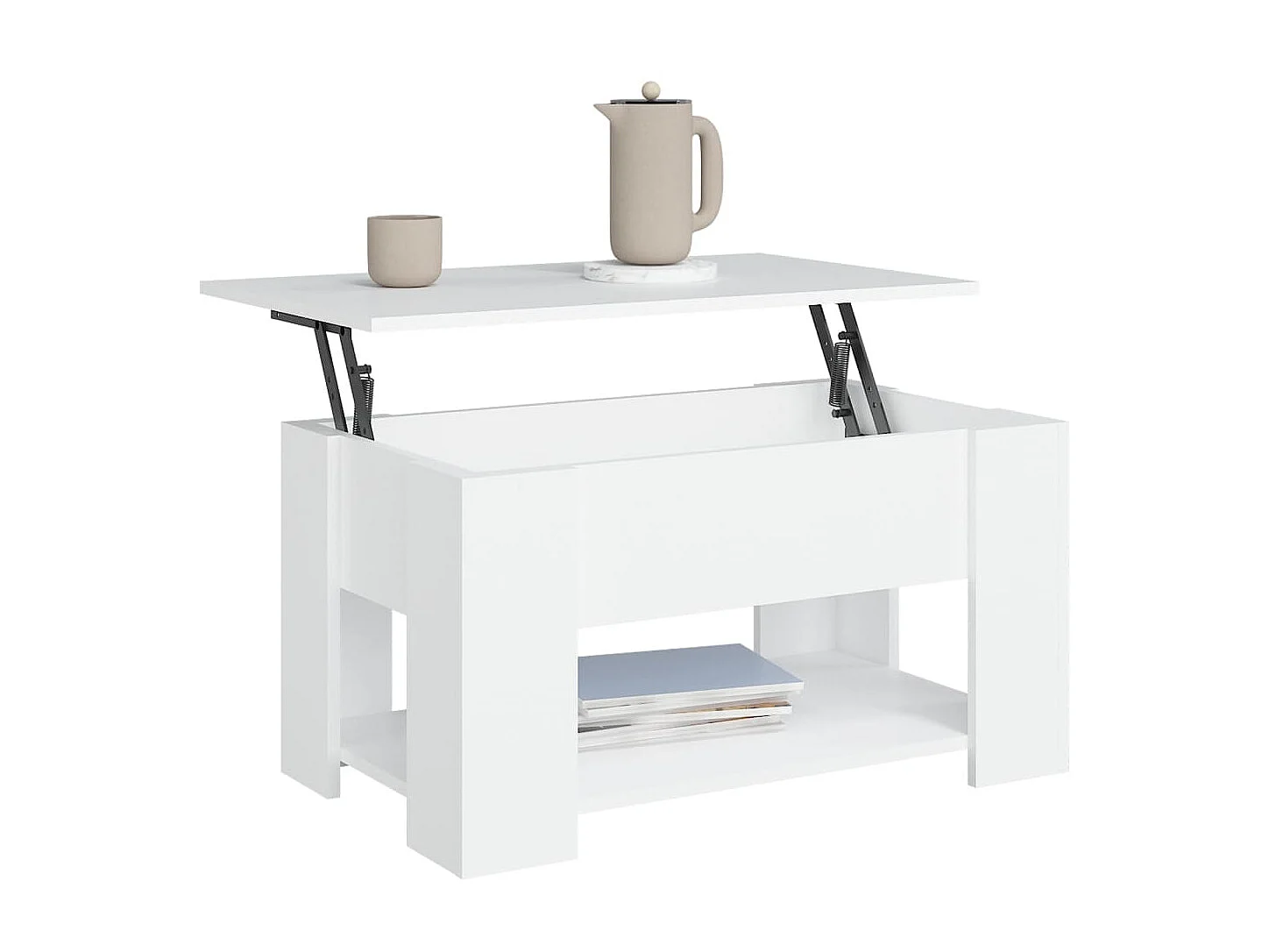 Mesa de centro dourada branca 79x49x41 cm Madeira trabalhada